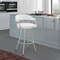 Armen Living Valerie 30" Swivel White Faux Leather and Silver Metal Bar Stool LCVLBASLWH30 - alternate 4